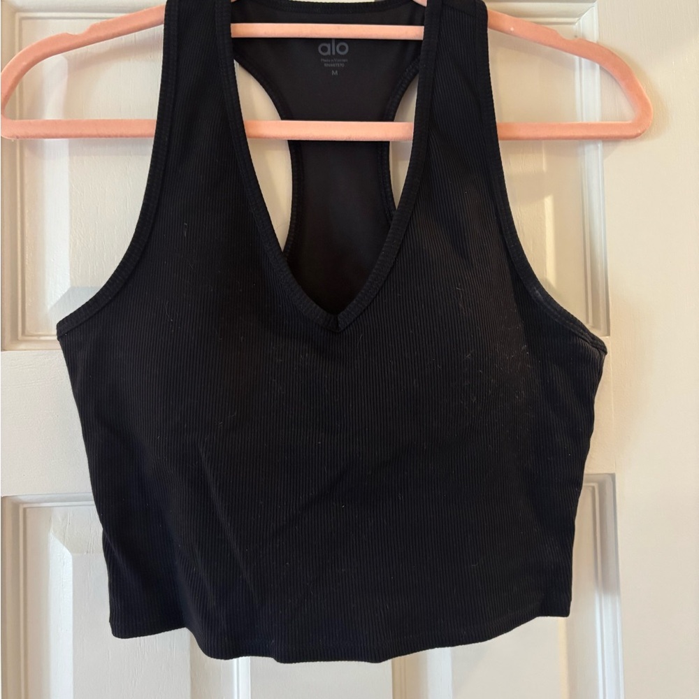 ALO Yoga Black V-Neck Crop Top